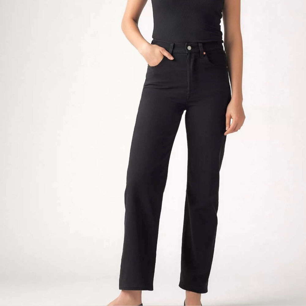 New Levi’s Ribcage Straight Ankle Jeans Size 29 Black Sprout